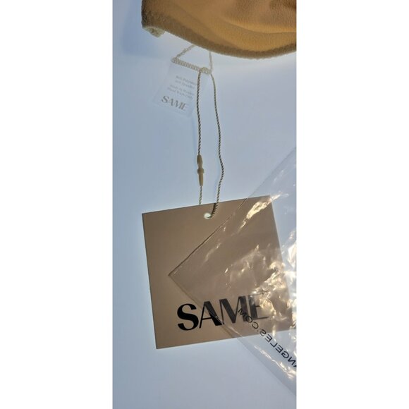 SAME LOS ANGELES BIKINY WOMENS TOP HAMMER BANDEU LARGE SMALL BEIGE FAUX SUEDE - Picture 2 of 6